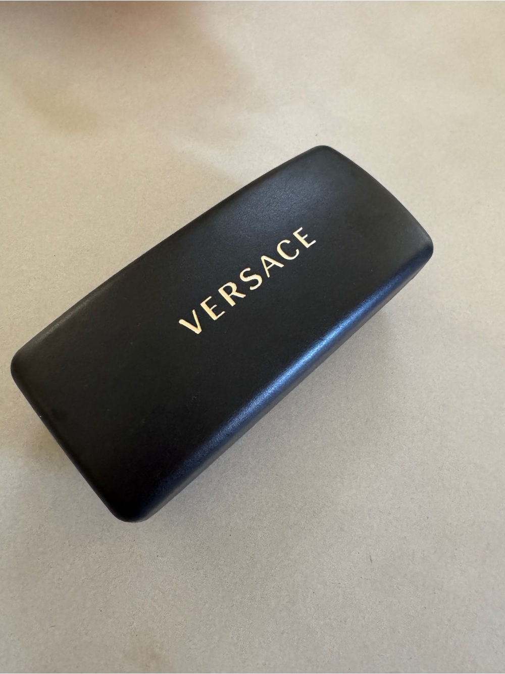 Versace Black Sunglasses Case with Gold Logo Print